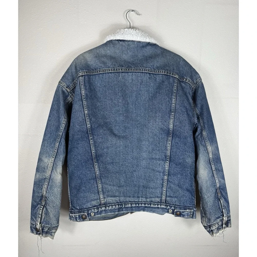 Vtg 80's LEVIS Men's Sherpa Lined Jacket San Francisco Acid Wash Denim Coat Sz L